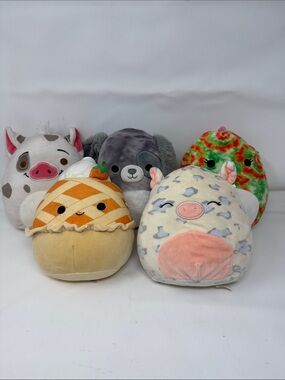 Squishmallows Mixed Lot of 5 Small Plush Stuffed Animals 6-14 in